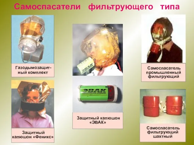 Самоспасатели фильтрующего типа Газодымозащит- ный комплект Самоспасатель фильтрующий шахтный Защитный капюшон «Феникс»