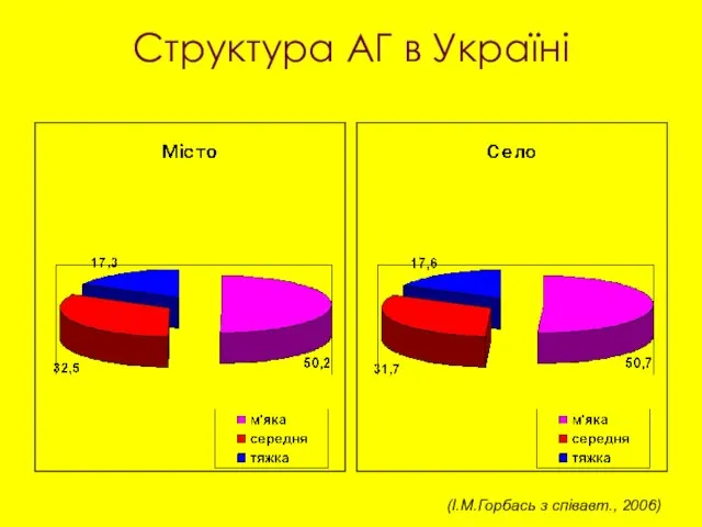 Структура АГ в Україні (І.М.Горбась з співавт., 2006)