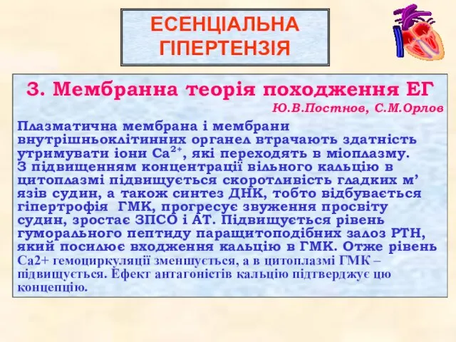 ЕСЕНЦІАЛЬНА ГІПЕРТЕНЗІЯ 3. Мембранна теорія походження ЕГ Ю.В.Постнов, С.М.Орлов Плазматична мембрана і