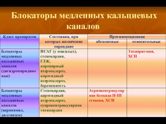 Блокаторы медленных кальциевых каналов