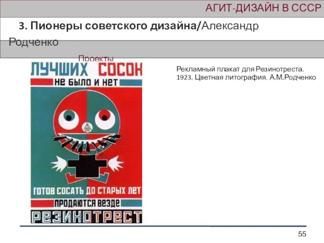 АГИТ-ДИЗАЙН В СССР 3. Пионеры советского дизайна/Александр Родченко Проекты Рекламный плакат для