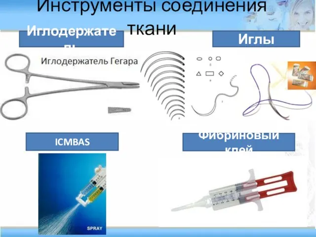 Инструменты соединения ткани Иглодержатель Иглы Фибриновый клей ICMBAS