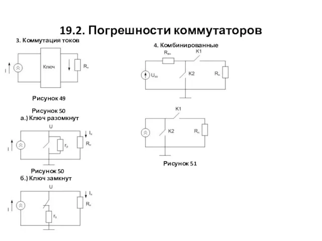 19.2. Погрешности коммутаторов 3. Коммутация токов Рисунок 50 а.) Ключ разомкнут Рисунок