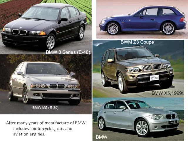 BMW 3 Series (E-46). BWM Z3 Coupe BMW X5,1999г. BMW 116i,2004г. After