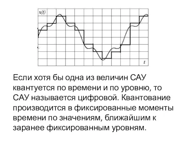 Если хотя бы одна из величин САУ квантуется по времени и по