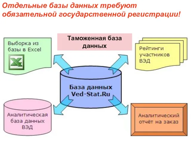 Отдельные базы данных требуют обязательной государственной регистрации! Таможенная база данных