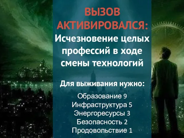 ВЫЗОВ АКТИВИРОВАЛСЯ: Исчезновение целых профессий в ходе смены технологий Для выживания нужно: