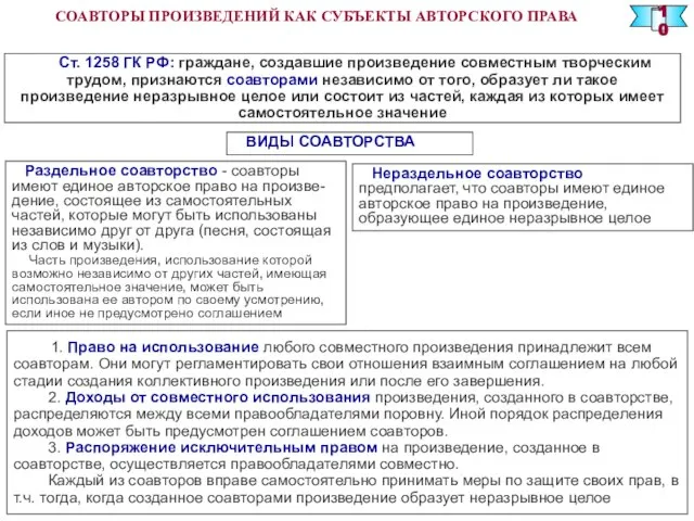 Ст. 1258 ГК РФ: граждане, создавшие произведение совместным творческим трудом, признаются соавторами
