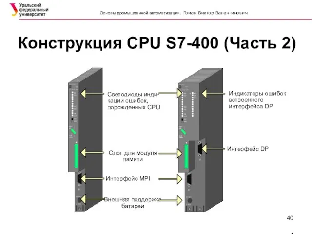 Конструкция CPU S7-400 (Часть 2)