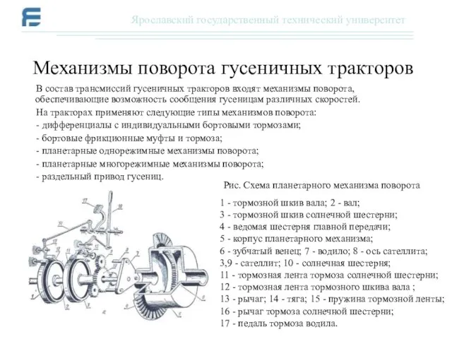 В состав трансмиссий гусеничных тракторов входят механизмы поворота, обеспечивающие возможность сообщения гусеницам