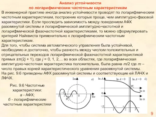 9 Анализ устойчивости по логарифмическим частотным характеристикам В инженерной практике иногда анализ