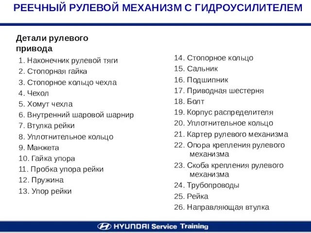 1. Наконечник рулевой тяги 2. Стопорная гайка 3. Стопорное кольцо чехла 4.