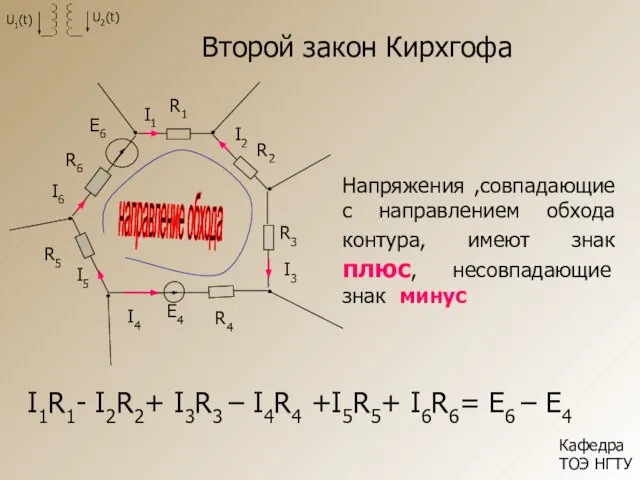 Кафедра ТОЭ НГТУ R4 I4 направление обхода R5 R2 R3 R6 E4