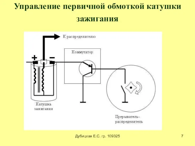 Дубицкая Е.С. гр. 109325 Управление первичной обмоткой катушки зажигания