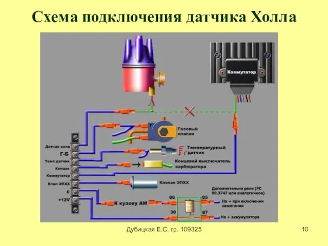 Дубицкая Е.С. гр. 109325 Схема подключения датчика Холла