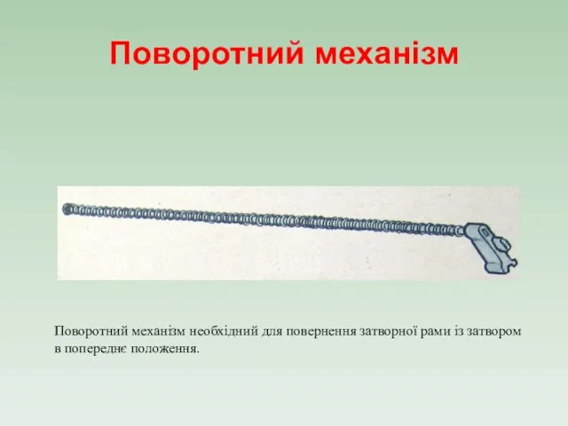 Поворотний механізм Поворотний механізм необхідний для повернення затворної рами із затвором в попереднє положення.