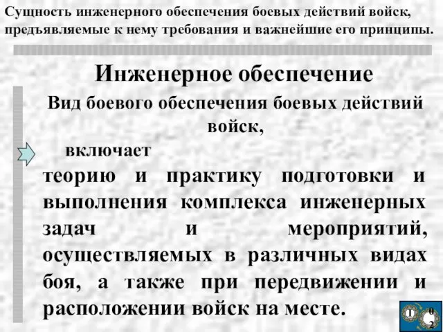 Ι 02 Вид боевого обеспечения боевых действий войск, включает теорию и практику