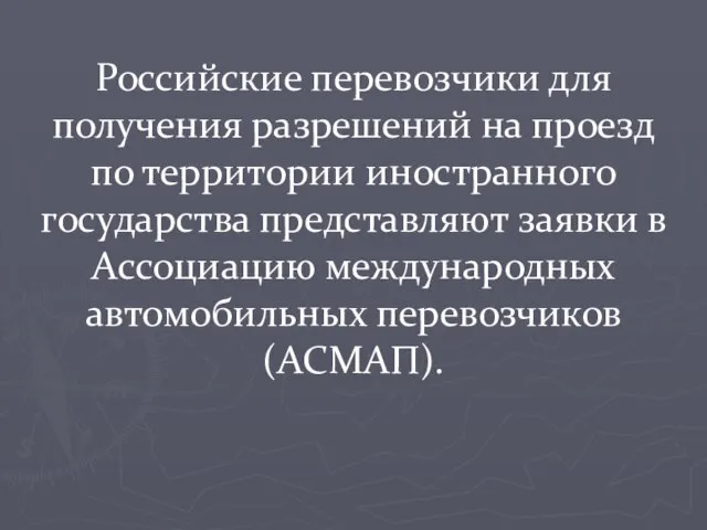 Российские перевозчики для получения разрешений на проезд по территории иностранного государства представляют