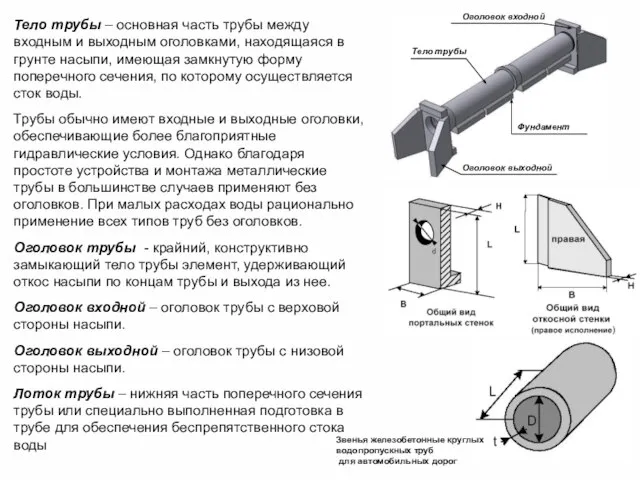 Тело трубы – основная часть трубы между входным и выходным оголовками, находящаяся