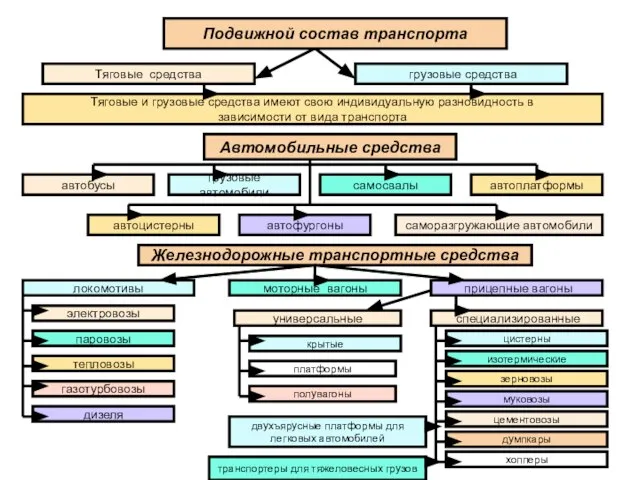 Подвижной состав транспорта Тяговые средства грузовые средства Тяговые и грузовые средства имеют