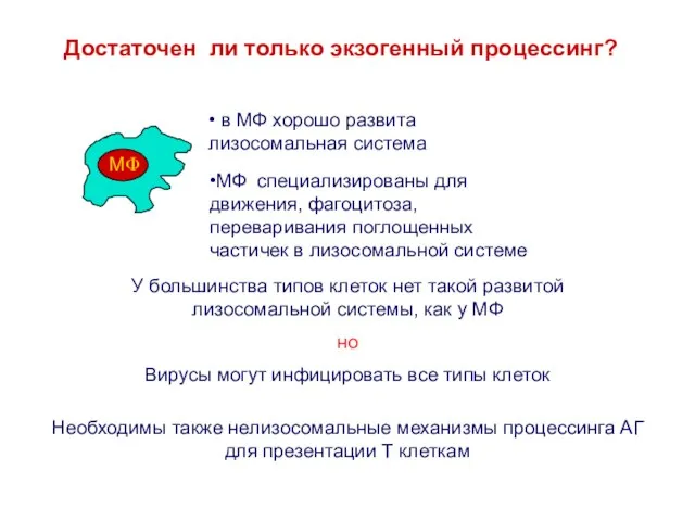 Достаточен ли только экзогенный процессинг? У большинства типов клеток нет такой развитой