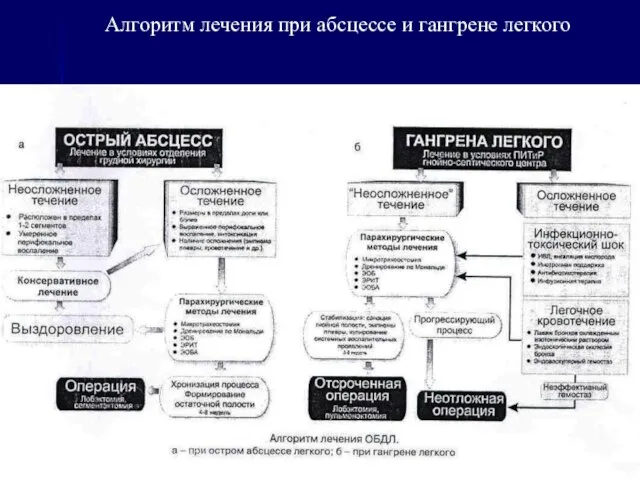 Алгоритм лечения при абсцессе и гангрене легкого