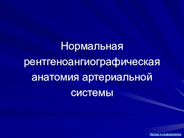 Нормальная рентгеноангиографическая анатомия артериальной системы