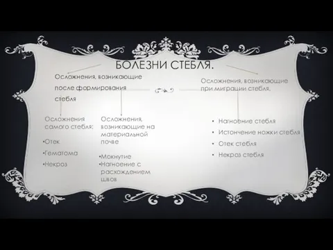 БОЛЕЗНИ СТЕБЛЯ. Осложнения, возникающие после формирования стебля Осложнения, возникающие при миграции стебля.