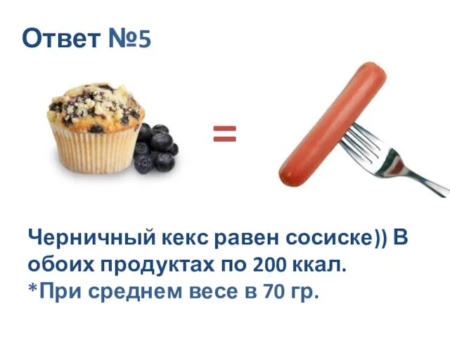 Ответ №5 = Черничный кекс равен сосиске)) В обоих продуктах по 200