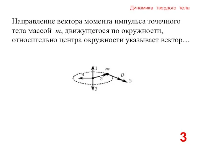 Динамика твердого тела Направление вектора момента импульса точечного тела массой m, движущегося