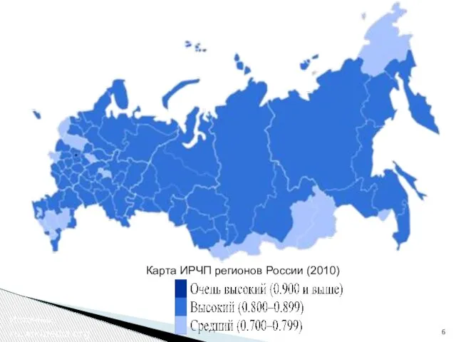 Источник: ru.wikipedia.org Карта ИРЧП регионов России (2010)