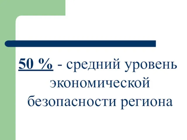 50 % - средний уровень экономической безопасности региона