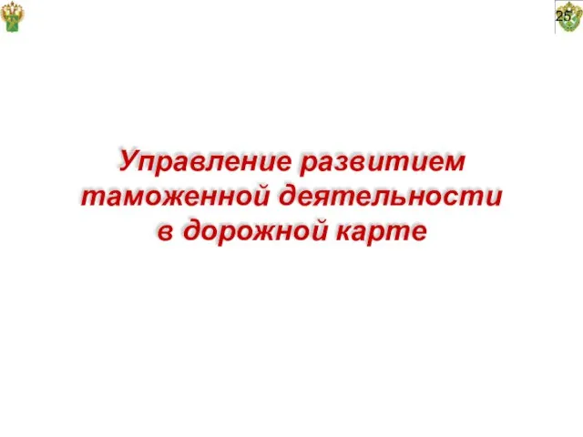 25 Управление развитием таможенной деятельности в дорожной карте