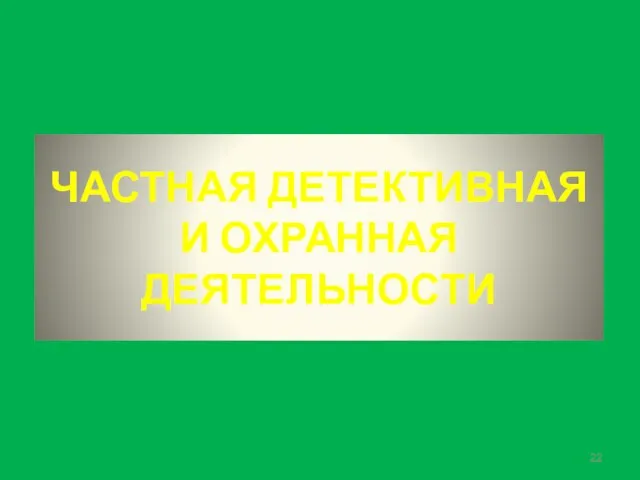 ЧАСТНАЯ ДЕТЕКТИВНАЯ И ОХРАННАЯ ДЕЯТЕЛЬНОСТИ