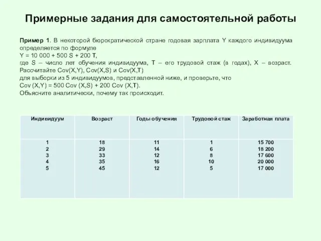 Примерные задания для самостоятельной работы Пример 1. В некоторой бюрократической стране годовая