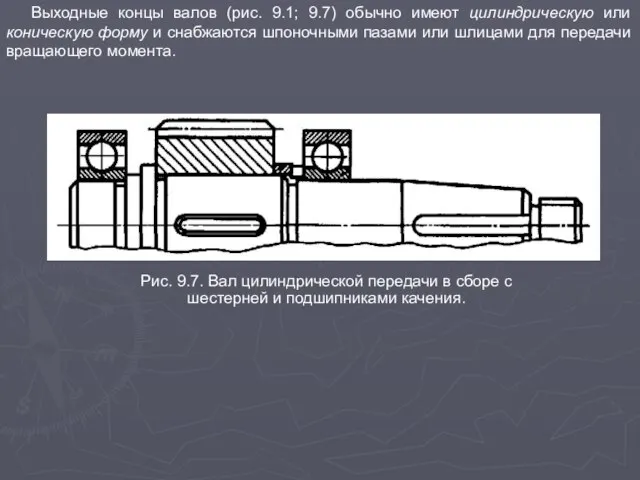 Выходные концы валов (рис. 9.1; 9.7) обычно имеют цилиндрическую или коническую форму