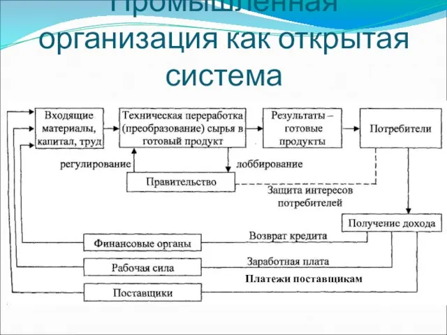 Промышленная организация как открытая система Платежи поставщикам