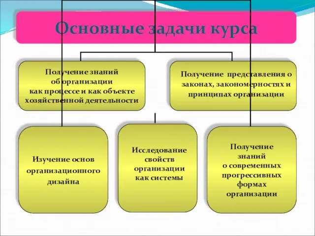 Исследование свойств организации как системы Получение представления о законах, закономерностях и принципах организации