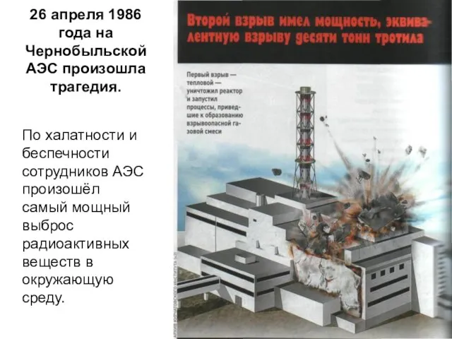 26 апреля 1986 года на Чернобыльской АЭС произошла трагедия. По халатности и