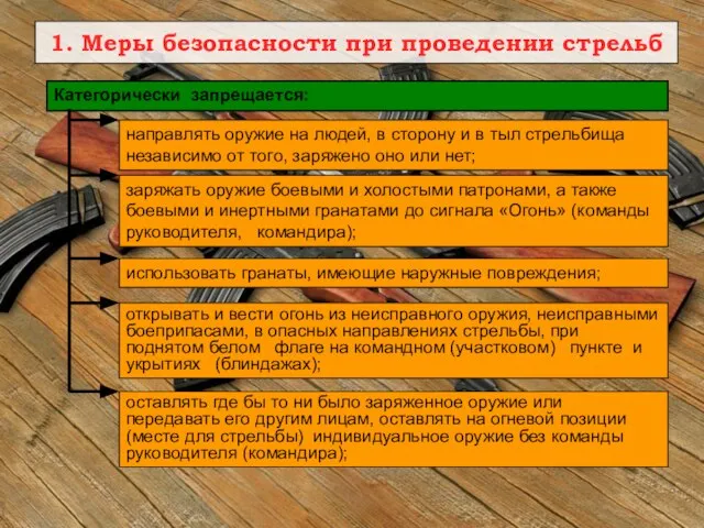 1. Меры безопасности при проведении стрельб оставлять где бы то ни было