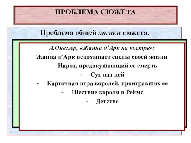 ПРОБЛЕМА СЮЖЕТА Проблема общей логики сюжета. *** Проблема стереотипов в оперных сюжетах.