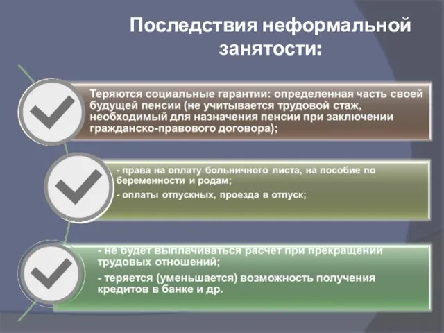 Последствия неформальной занятости: