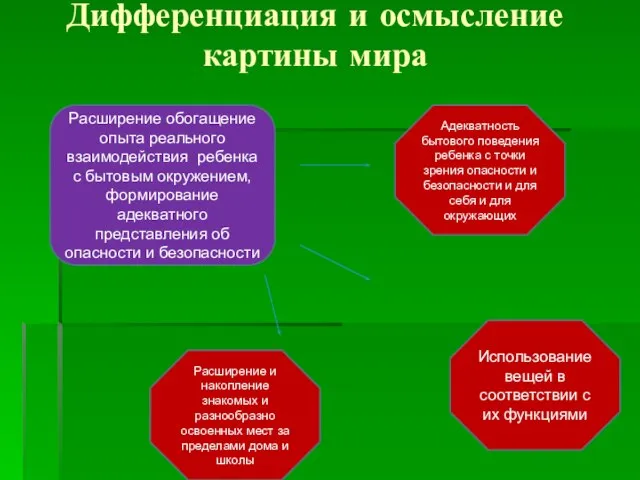 Дифференциация и осмысление картины мира Расширение обогащение опыта реального взаимодействия ребенка с