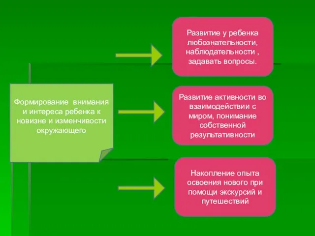 Формирование внимания и интереса ребенка к новизне и изменчивости окружающего Развитие у