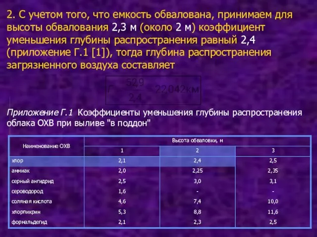 2. С учетом того, что емкость обвалована, принимаем для высоты обвалования 2,3