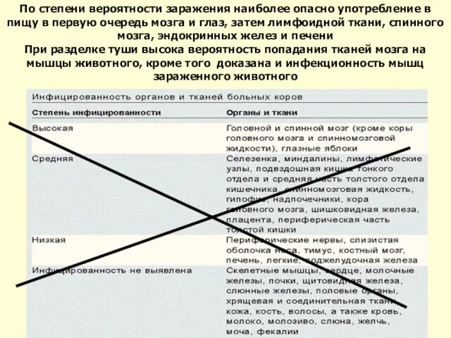 По степени вероятности заражения наиболее опасно употребление в пищу в первую очередь