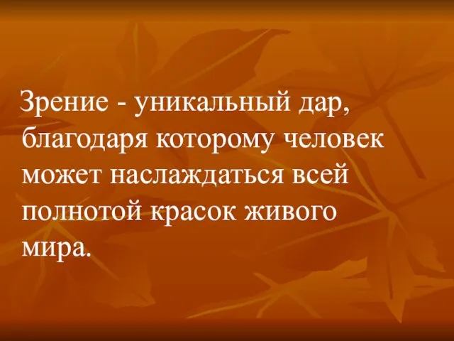 Зрение - уникальный дар, благодаря которому человек может наслаждаться всей полнотой красок живого мира.