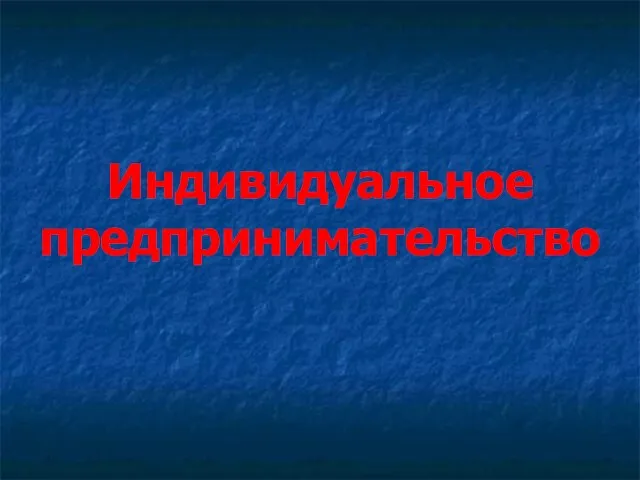 Индивидуальное предпринимательство