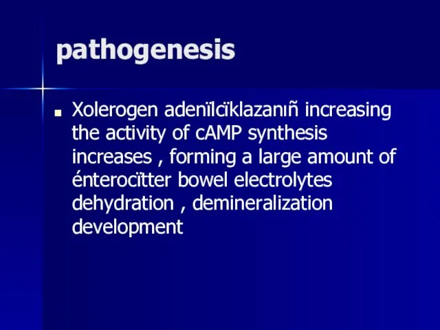 pathogenesis Xolerogen adenïlcïklazanıñ increasing the activity of cAMP synthesis increases , forming