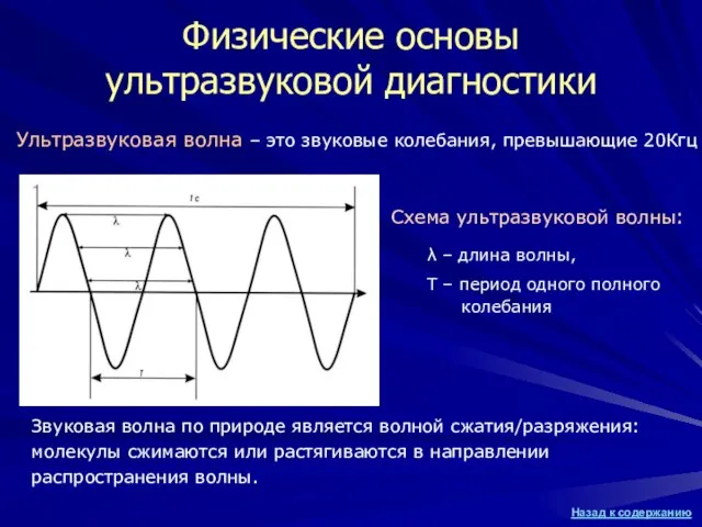 Схема ультразвуковой волны: Физические основы ультразвуковой диагностики Звуковая волна по природе является